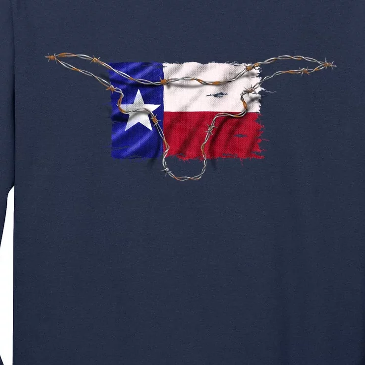 Texas Flag Barbwire Tough Tall Long Sleeve T-Shirt