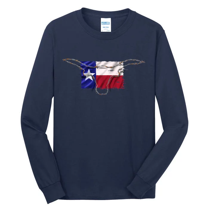 Texas Flag Barbwire Tough Tall Long Sleeve T-Shirt