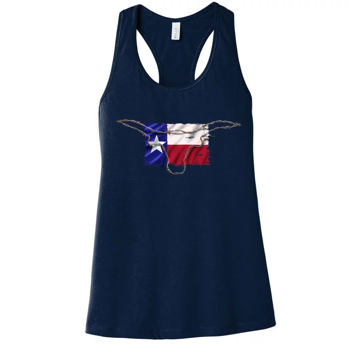 Texas Flag Barbwire Tough Women's Racerback Tank