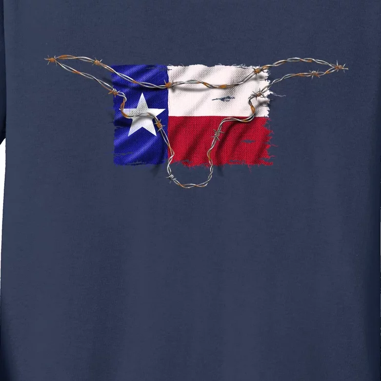 Texas Flag Barbwire Tough Kids Long Sleeve Shirt