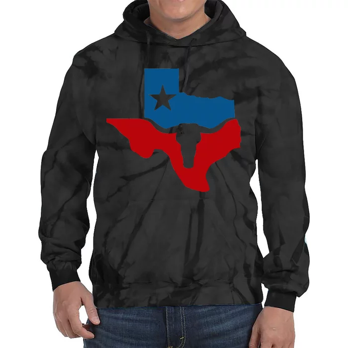 Texas Flag Longhorn Logo Tie Dye Hoodie