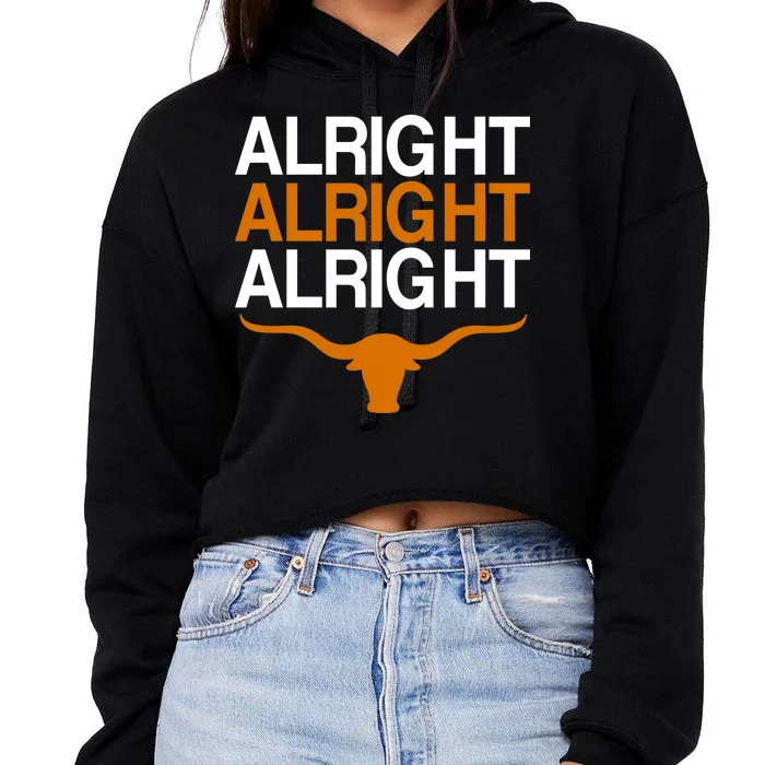 Texas Football Alright Alright Alright Long Horn Crop Top Hoodie