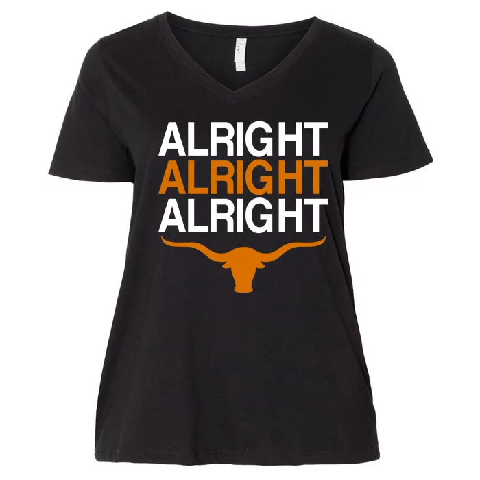 Texas Football Alright Alright Alright Long Horn Women's V-Neck Plus Size T-Shirt
