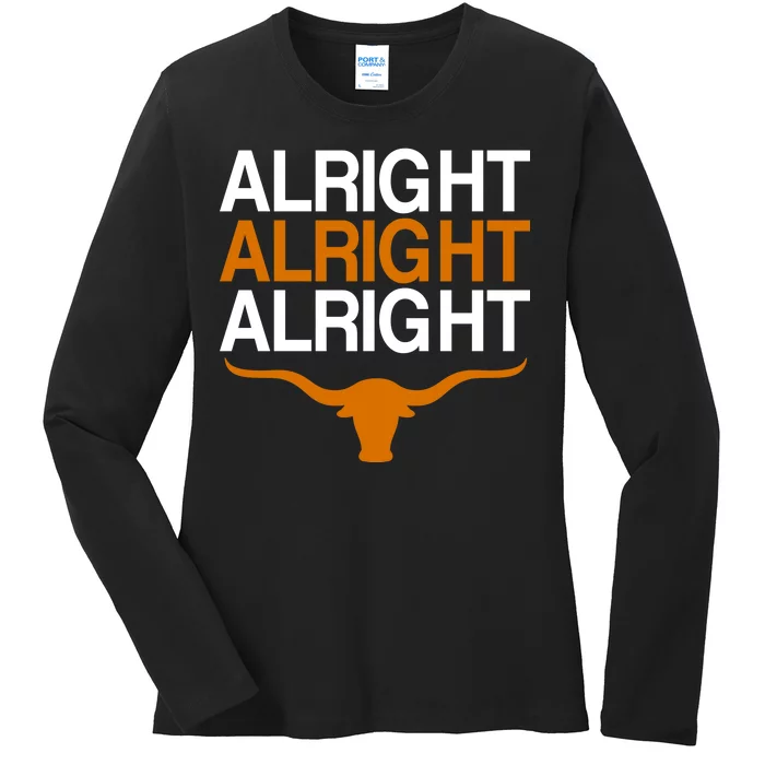 Texas Football Alright Alright Alright Long Horn Ladies Missy Fit Long Sleeve Shirt