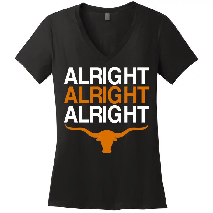 Texas Football Alright Alright Alright Long Horn Women's V-Neck T-Shirt