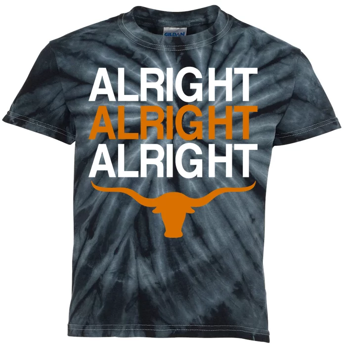 Texas Football Alright Alright Alright Long Horn Kids Tie-Dye T-Shirt