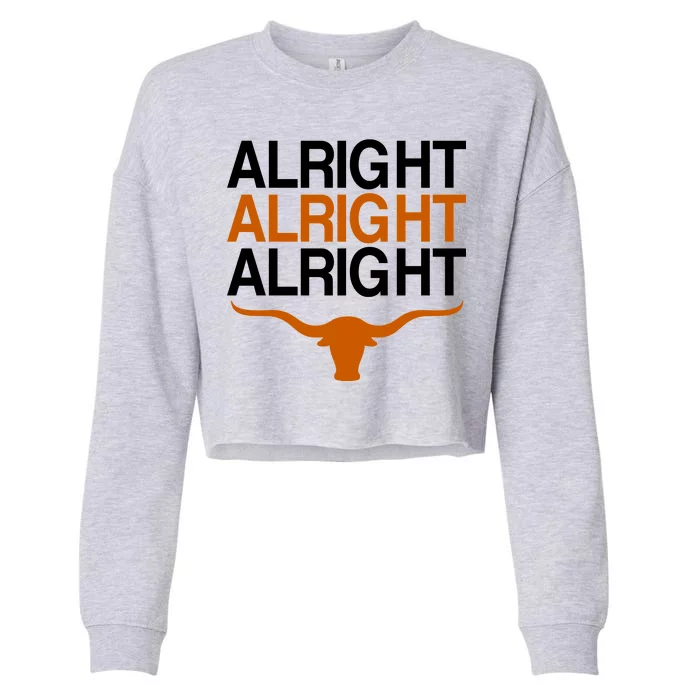 Texas Football Alright Alright Alright Long Horn Cropped Pullover Crew