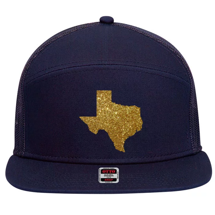 Texas Limited Edition Gold Glitz 7 Panel Mesh Trucker Snapback Hat