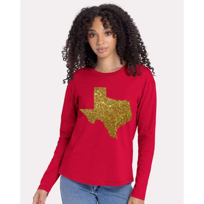 Texas Limited Edition Gold Glitz Womens Cotton Relaxed Long Sleeve T-Shirt