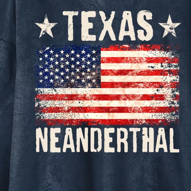 Texas Neanderthal Distressed US Flag Hooded Wearable Blanket