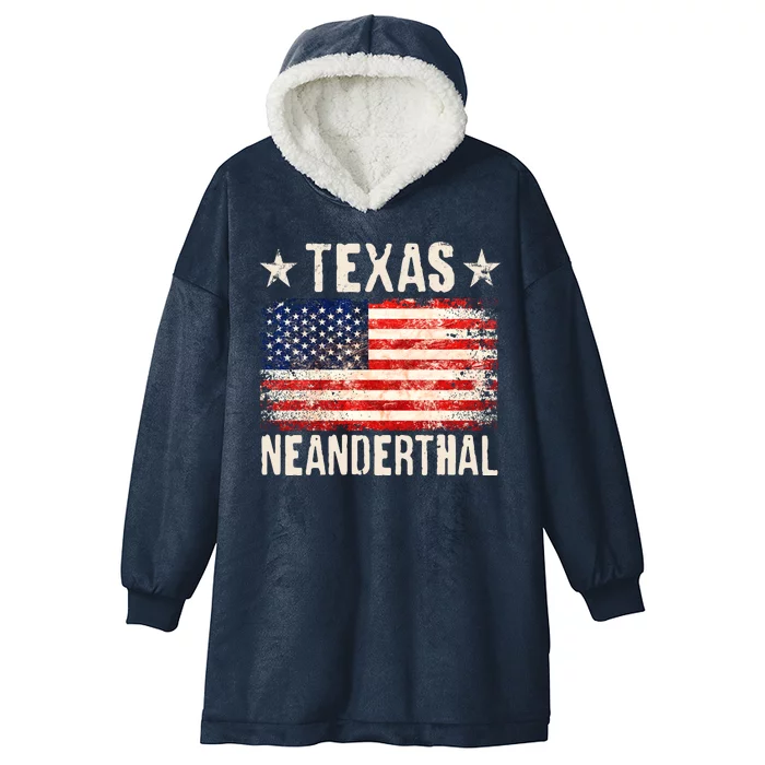 Texas Neanderthal Distressed US Flag Hooded Wearable Blanket