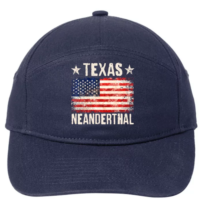 Texas Neanderthal Distressed US Flag 7-Panel Snapback Hat