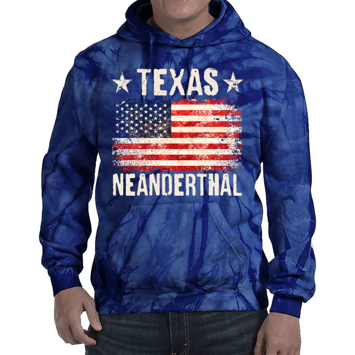 Texas Neanderthal Distressed US Flag Tie Dye Hoodie