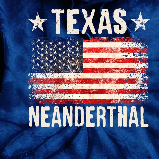 Texas Neanderthal Distressed US Flag Tie Dye Hoodie