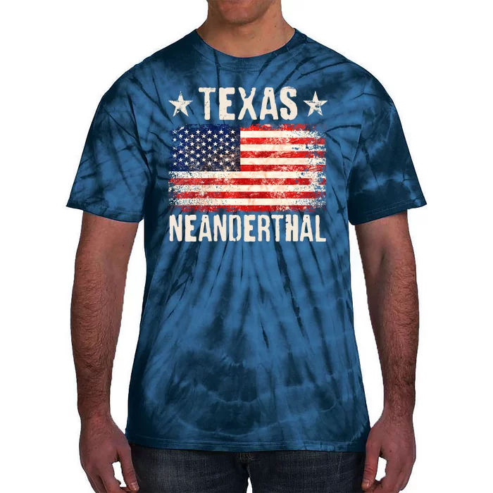 Texas Neanderthal Distressed US Flag Tie-Dye T-Shirt