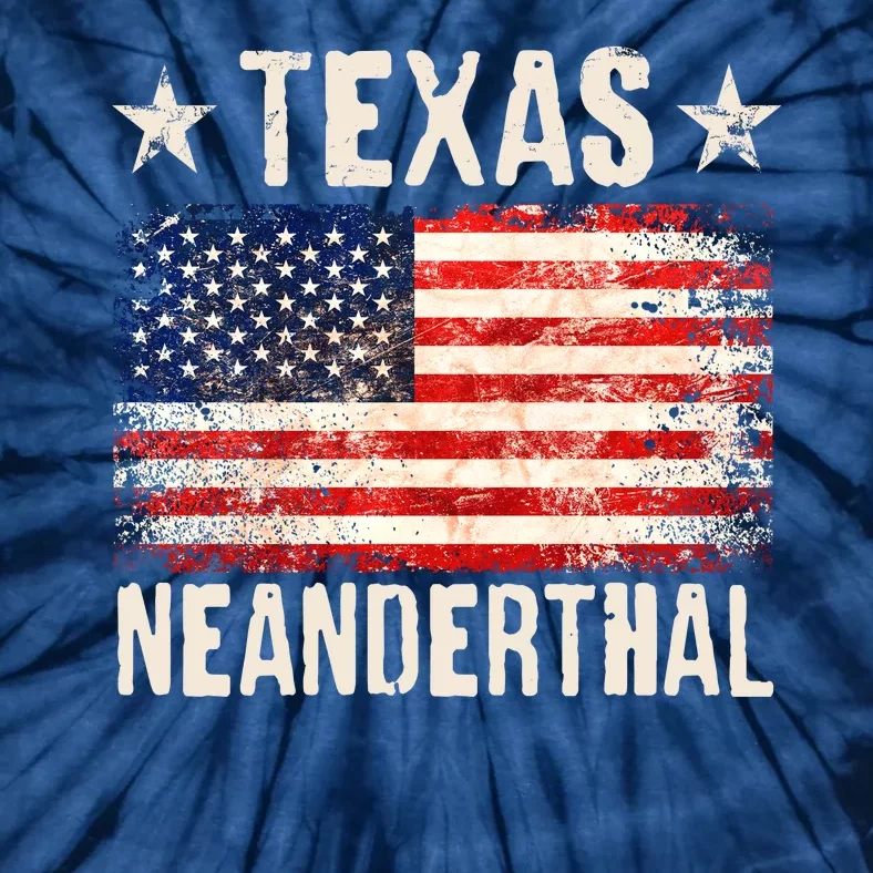 Texas Neanderthal Distressed US Flag Tie-Dye T-Shirt