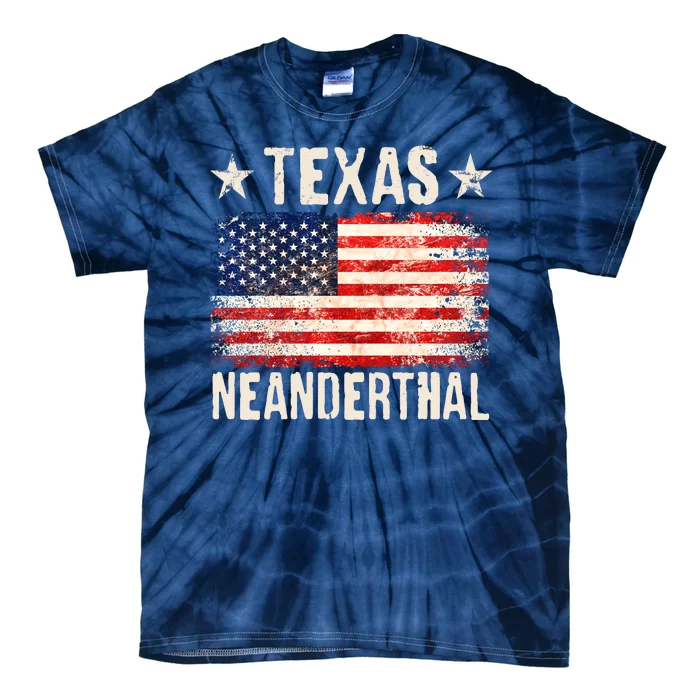 Texas Neanderthal Distressed US Flag Tie-Dye T-Shirt