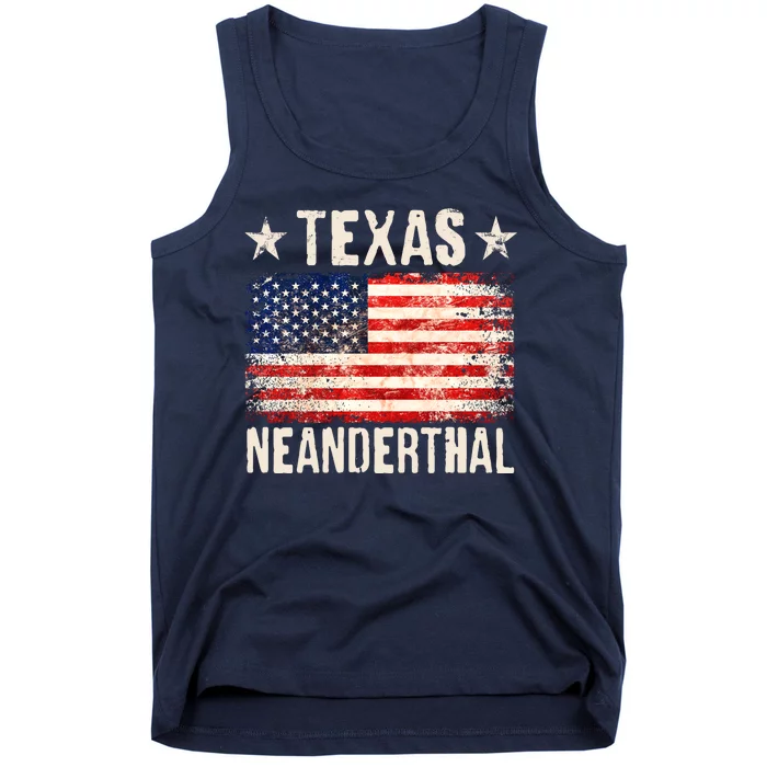 Texas Neanderthal Distressed US Flag Tank Top