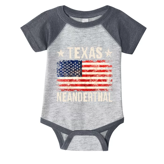 Texas Neanderthal Distressed US Flag Infant Baby Jersey Bodysuit