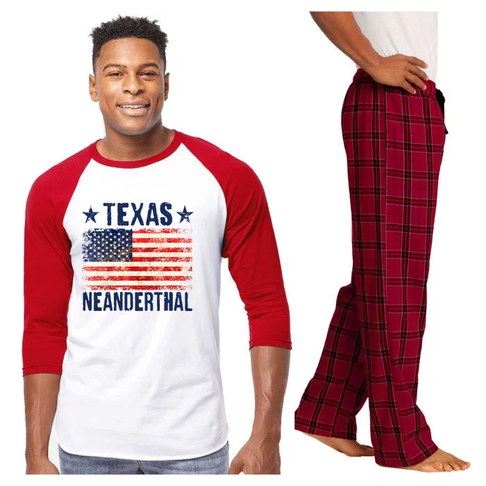 Texas Neanderthal Distressed US Flag Raglan Sleeve Pajama Set