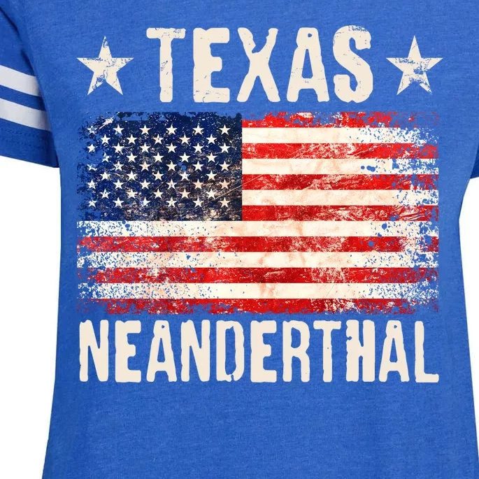 Texas Neanderthal Distressed US Flag Enza Ladies Jersey Football T-Shirt