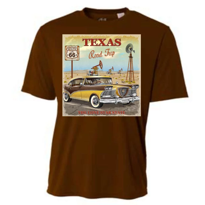 Texas Road Trip Route 66 Classic Car Cooling Performance Crew T-Shirt