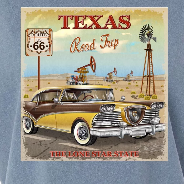 Texas Road Trip Route 66 Classic Car Garment-Dyed Women's Muscle Tee