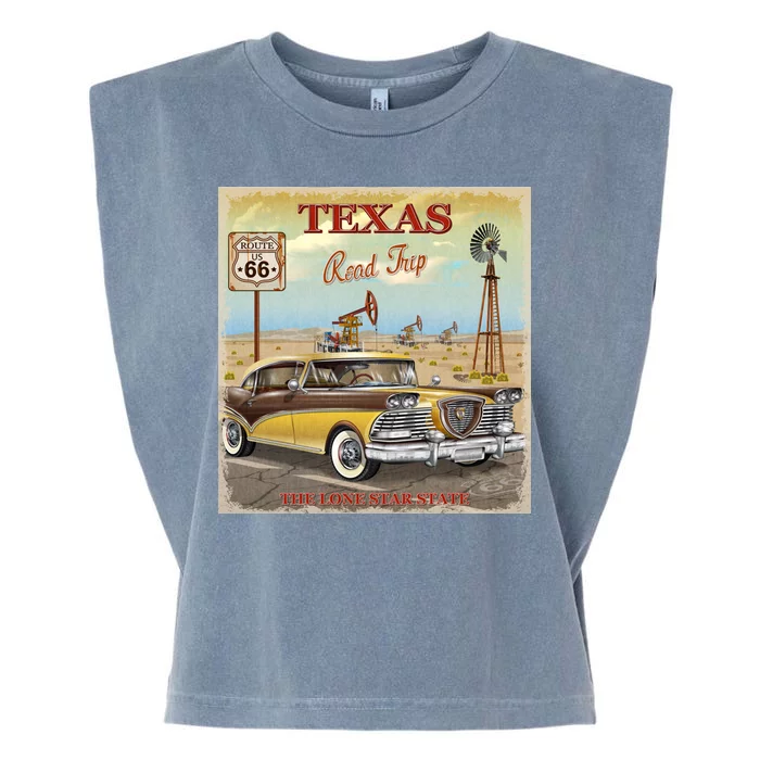 Texas Road Trip Route 66 Classic Car Garment-Dyed Women's Muscle Tee