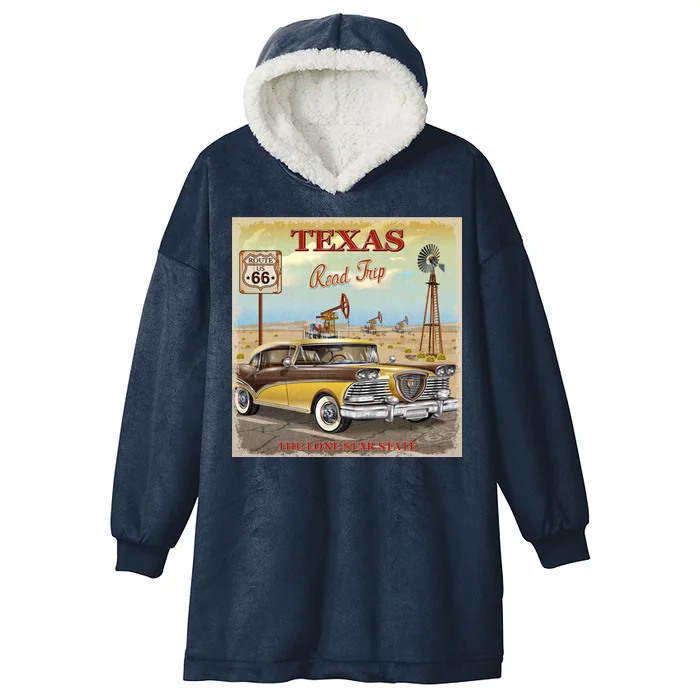 Texas Road Trip Route 66 Classic Car Hooded Wearable Blanket