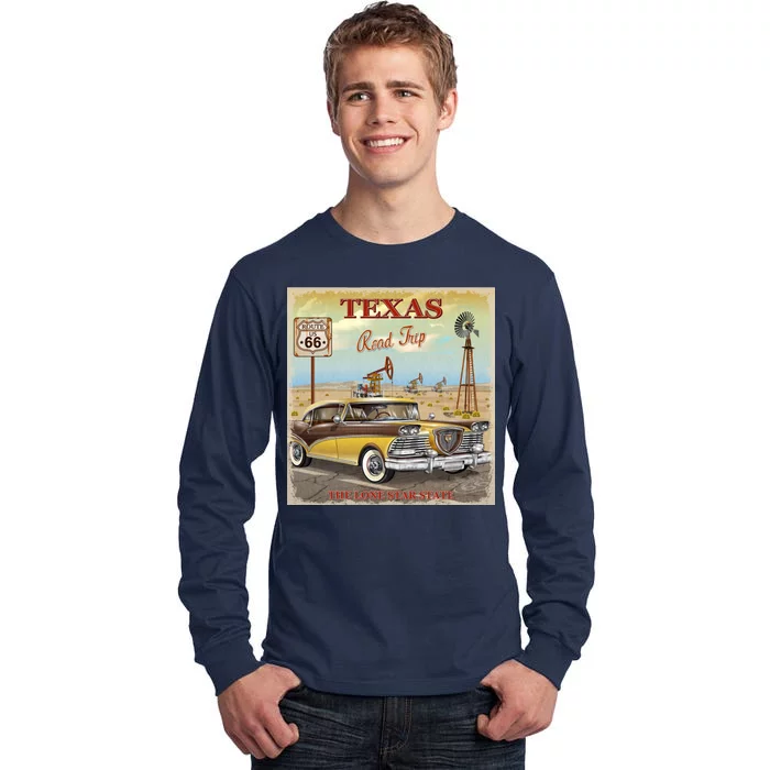 Texas Road Trip Route 66 Classic Car Tall Long Sleeve T-Shirt