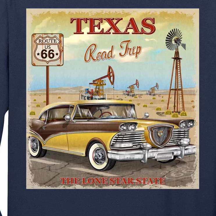 Texas Road Trip Route 66 Classic Car Tall Long Sleeve T-Shirt