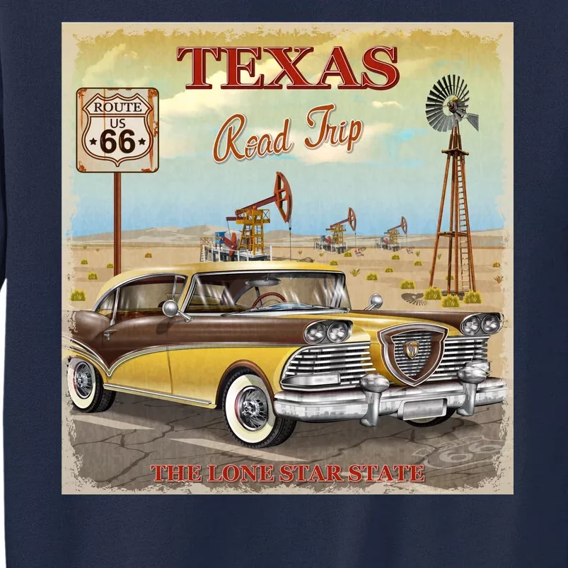 Texas Road Trip Route 66 Classic Car Tall Sweatshirt