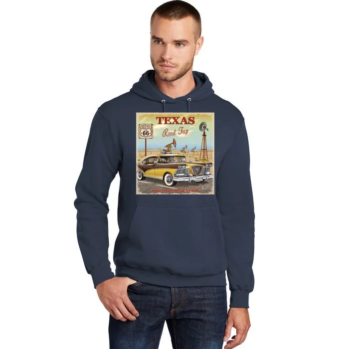 Texas Road Trip Route 66 Classic Car Tall Hoodie