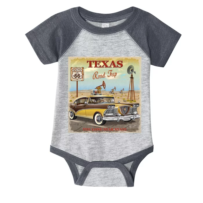 Texas Road Trip Route 66 Classic Car Infant Baby Jersey Bodysuit