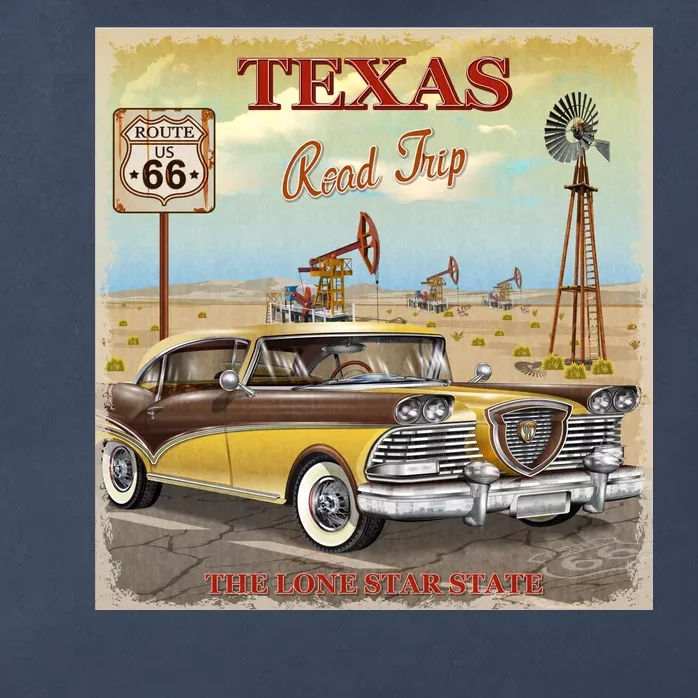 Texas Road Trip Route 66 Classic Car Zip Tote Bag