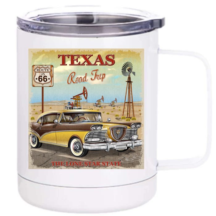 Texas Road Trip Route 66 Classic Car Front & Back 12oz Stainless Steel Tumbler Cup