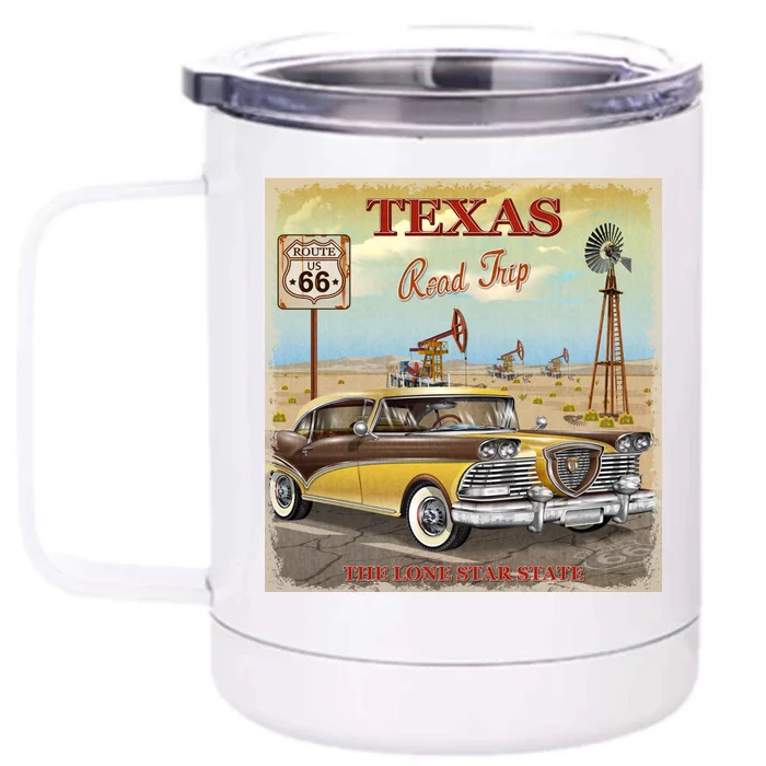 Texas Road Trip Route 66 Classic Car Front & Back 12oz Stainless Steel Tumbler Cup