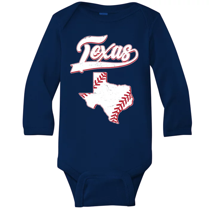 Texas State Baseball Fan Baby Long Sleeve Bodysuit