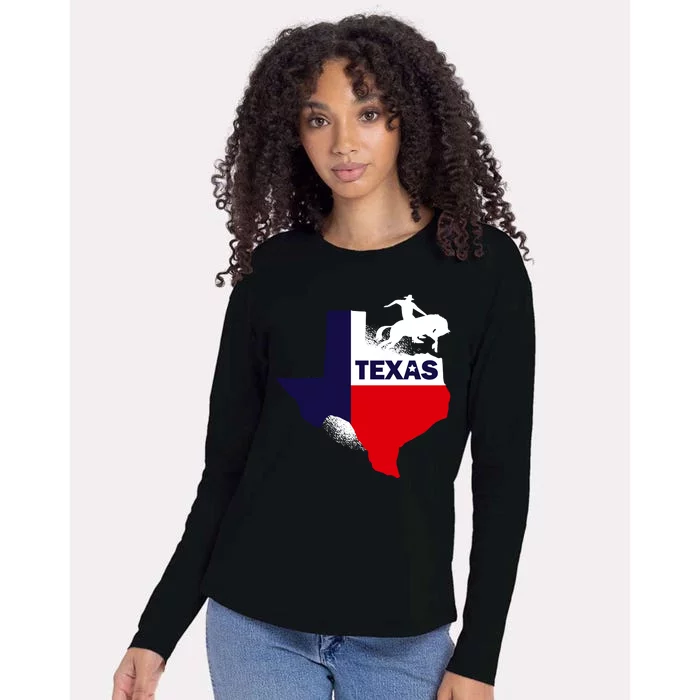 Texas State Cowboy Womens Cotton Relaxed Long Sleeve T-Shirt