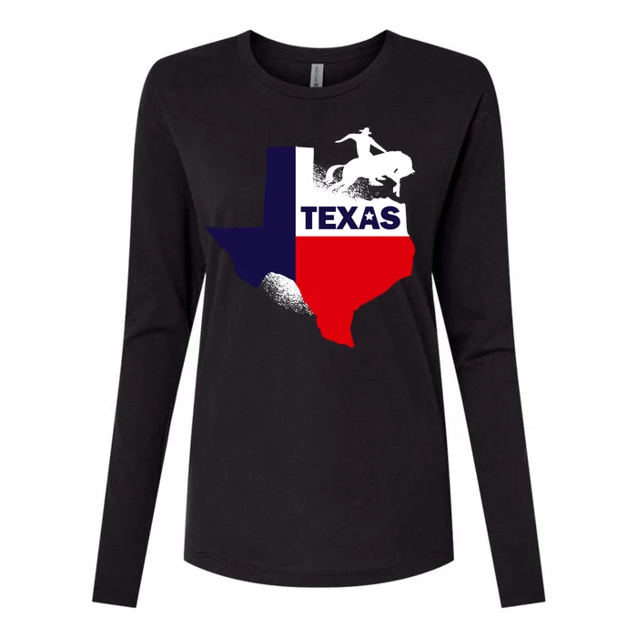 Texas State Cowboy Womens Cotton Relaxed Long Sleeve T-Shirt