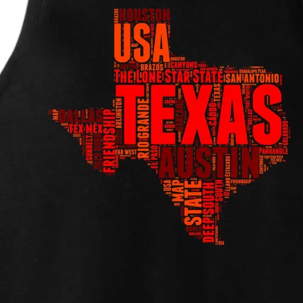 Texas State Word Map Ladies Tri-Blend Wicking Tank