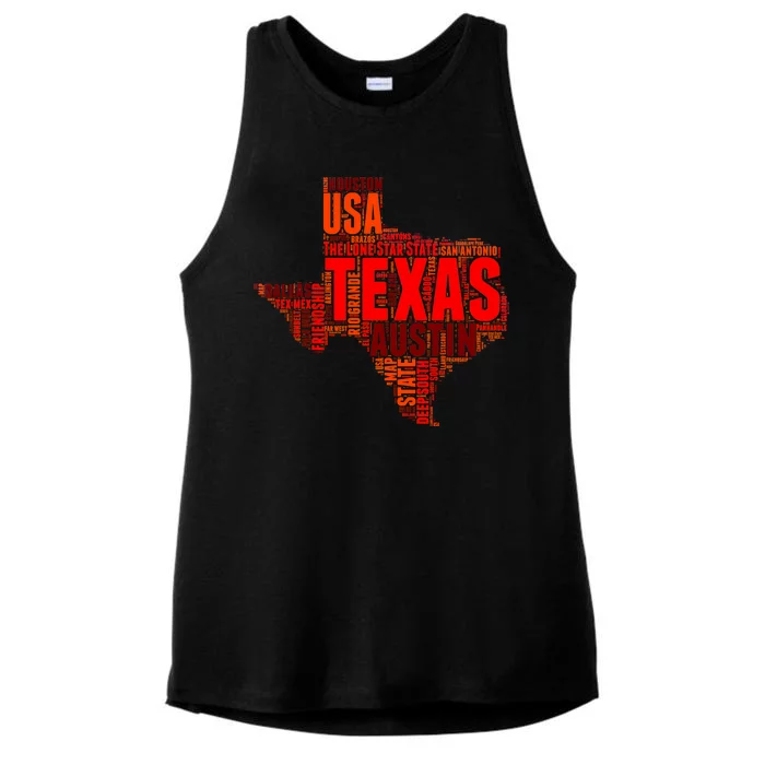 Texas State Word Map Ladies Tri-Blend Wicking Tank