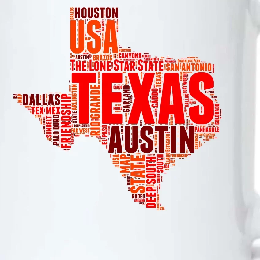 Texas State Word Map Black Color Changing Mug