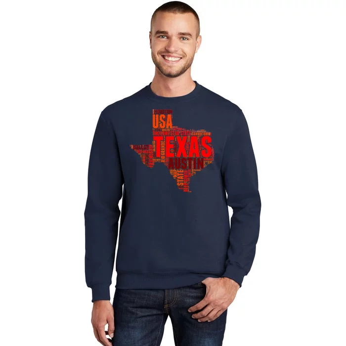 Texas State Word Map Tall Sweatshirt