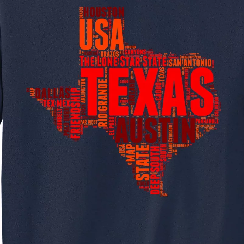 Texas State Word Map Tall Sweatshirt