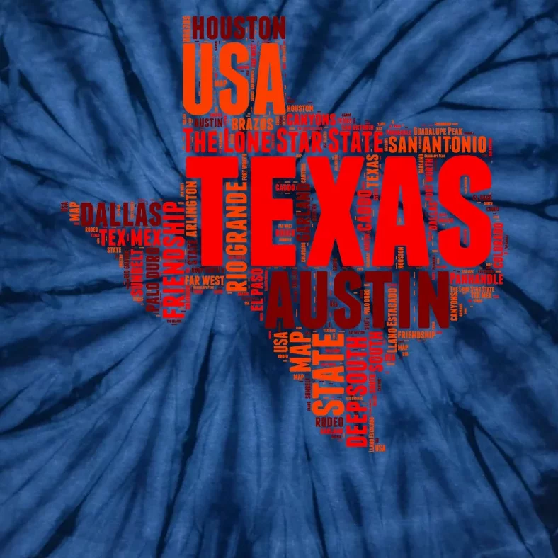 Texas State Word Map Tie-Dye T-Shirt