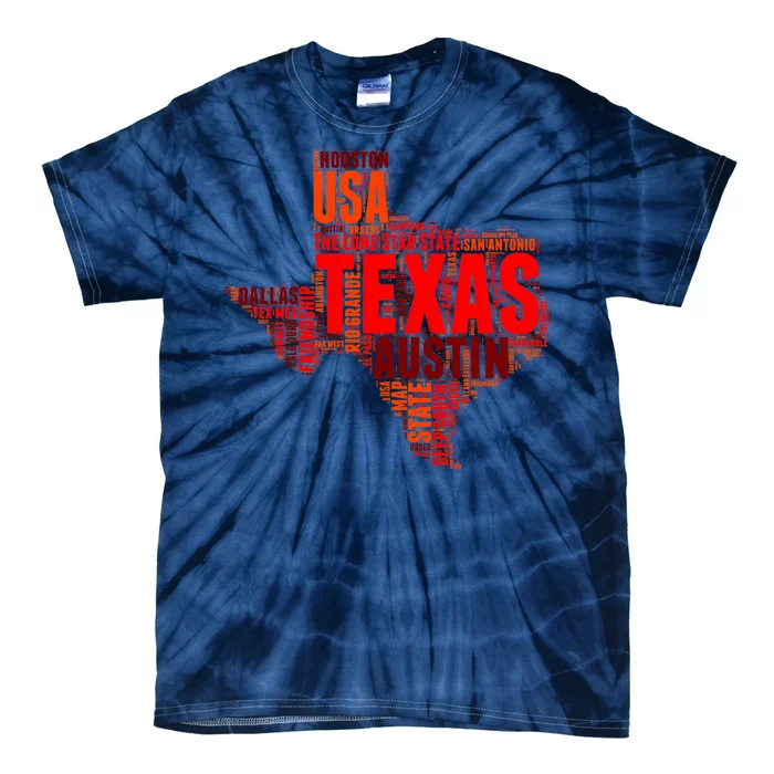 Texas State Word Map Tie-Dye T-Shirt