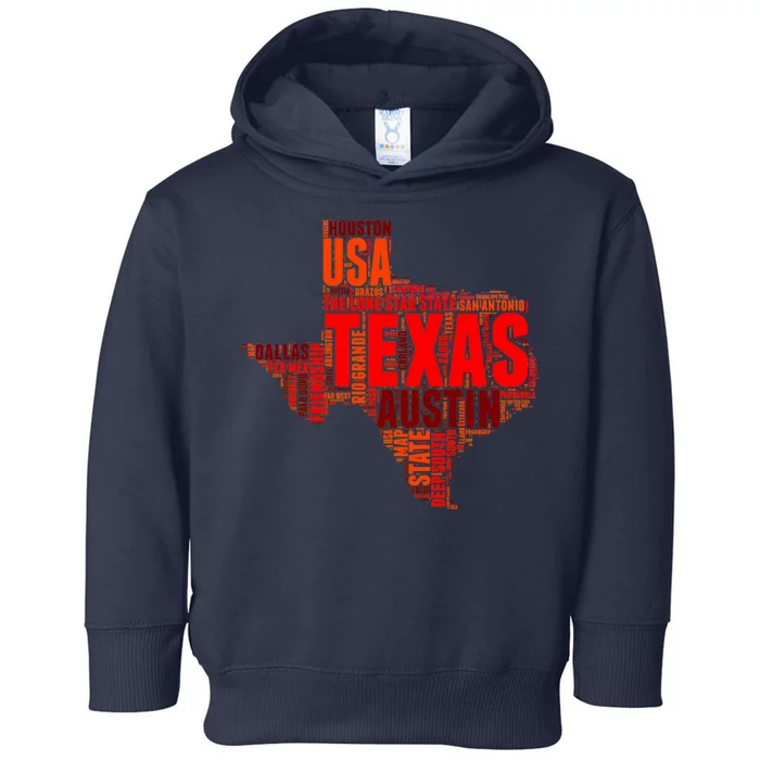 Texas State Word Map Toddler Hoodie