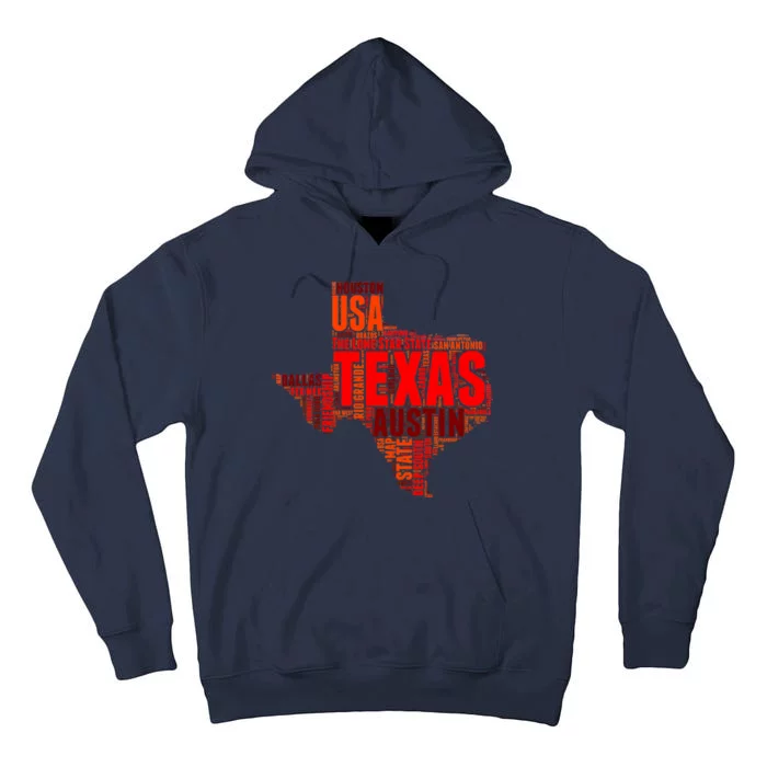 Texas State Word Map Tall Hoodie