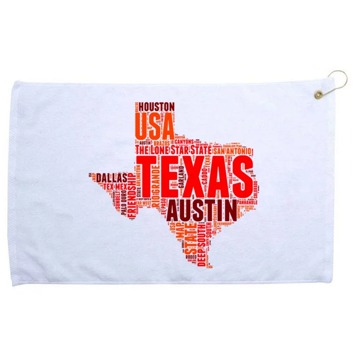 Texas State Word Map Grommeted Golf Towel